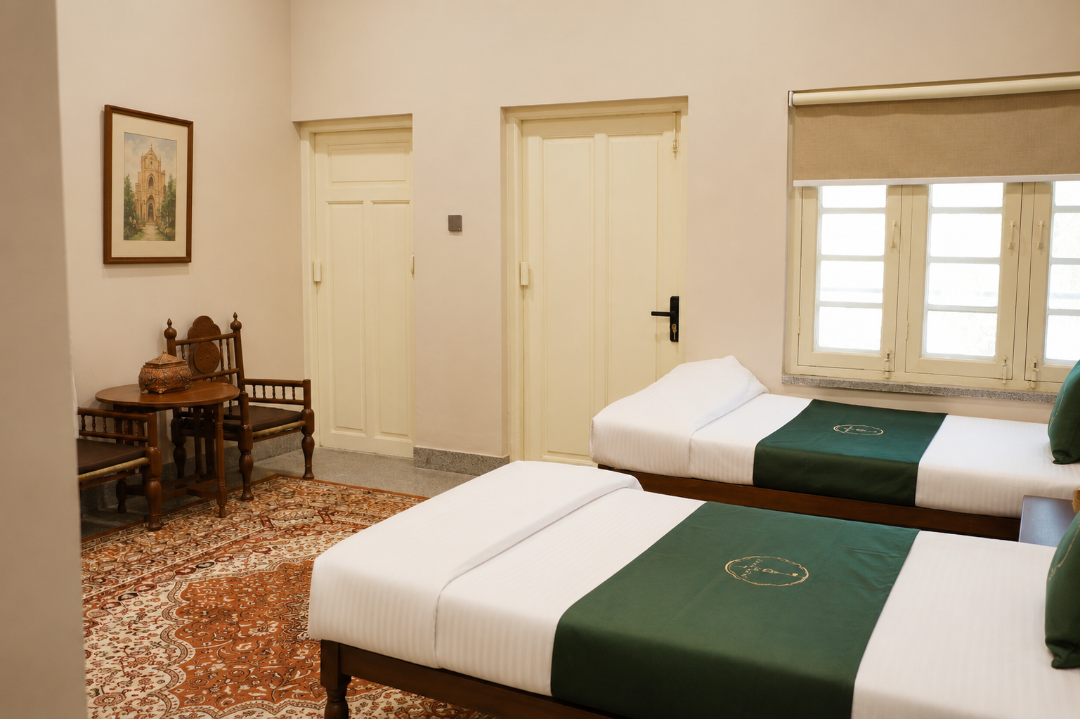 Guest Bedroom with traditional wooden furniture